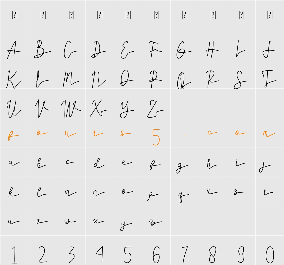 Adelinata Character Map