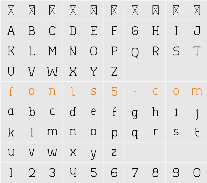 Aero Sans Light Character Map