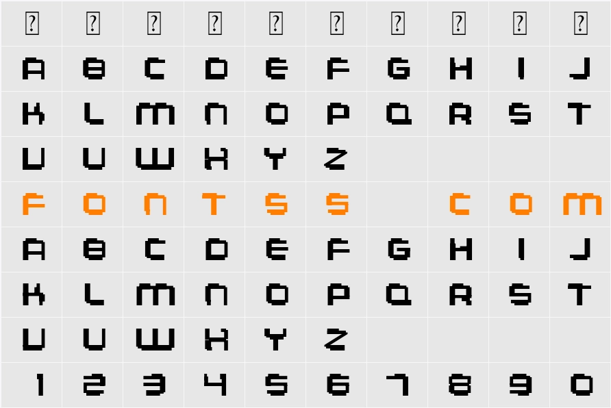 Aeogo Pixellated Character Map