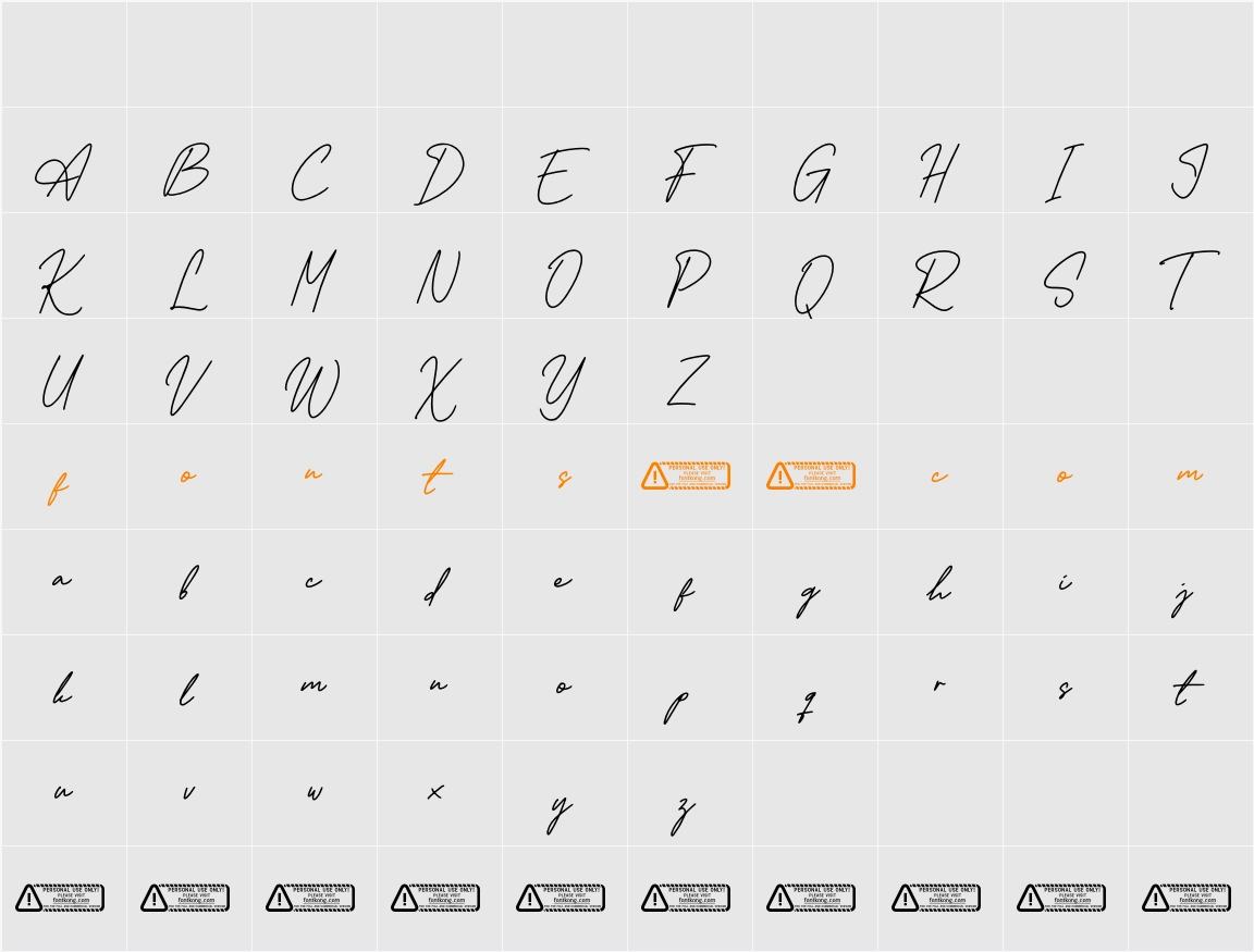 Alexanida PERSONAL USE ONLY! Character Map