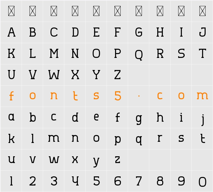 Aero Sans Character Map