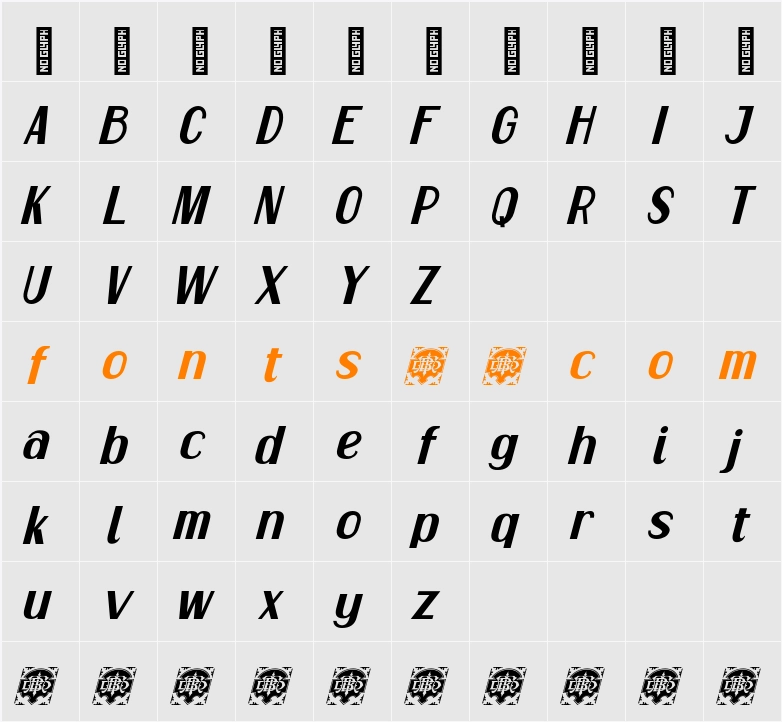 Alego Demo Slant Character Map