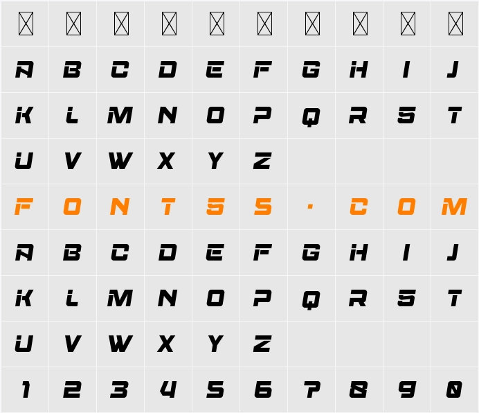 Aerobus Personal Use Character Map