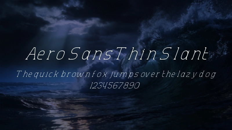 Aero Sans Thin Slant Font Preview Image