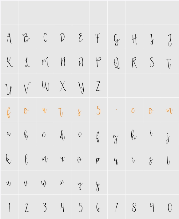 Aintzane Script Character Map