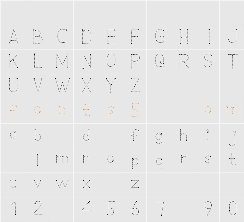 ABJAD STARS KID DOTT LINE  Character Map