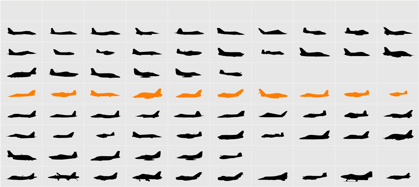 Air Force II Solid Character Map