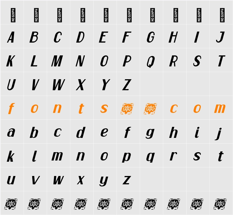 Alego Demo Slant Character Map