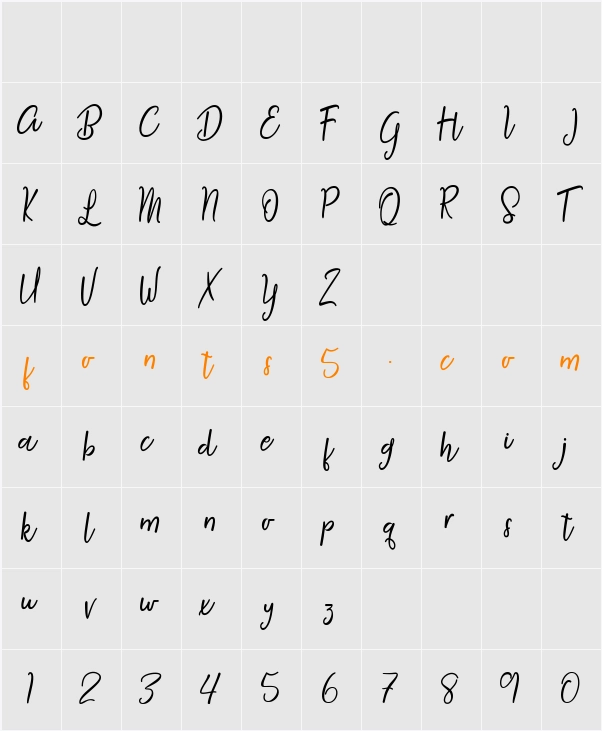 Agustine Script Character Map